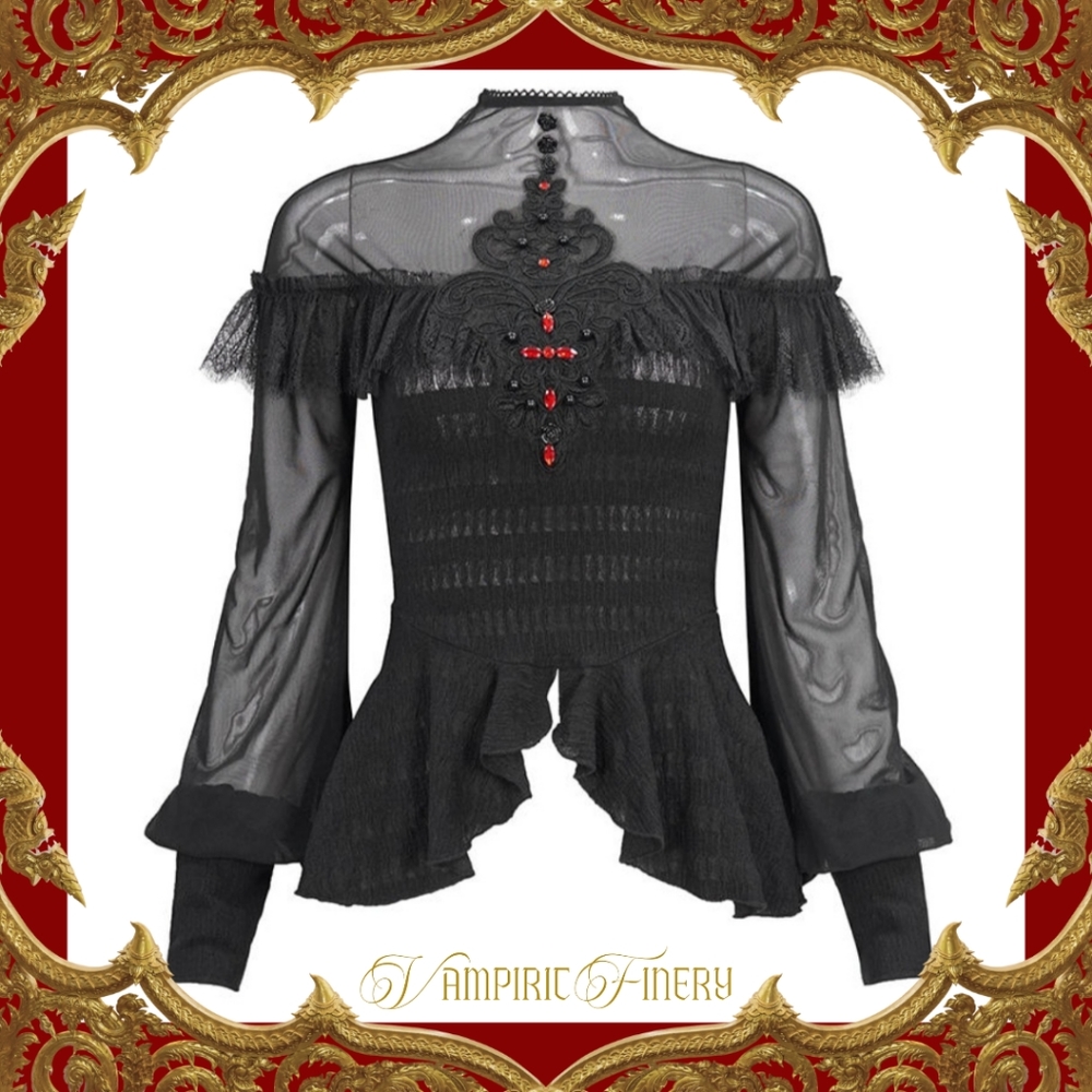 Red Diamond Long Latern Sleeve Goth Top